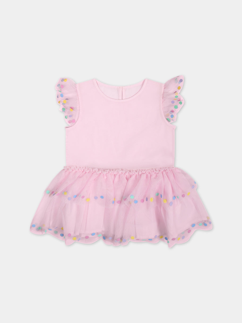 Pink dress for baby girl with polka dots